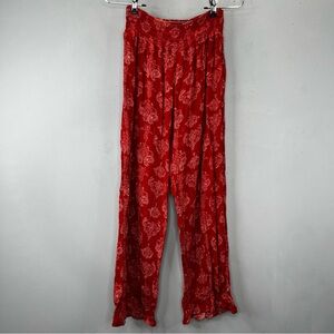 Fashion Nova Bohemian Orange Flowy Pants Extra Large XL Elastic Waistband